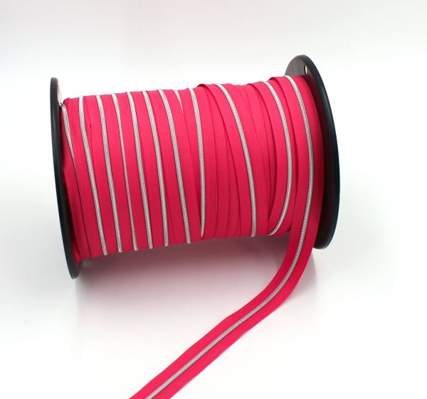 Endlosreißverschluss metallisiert schmal pink/ silber (1m)
